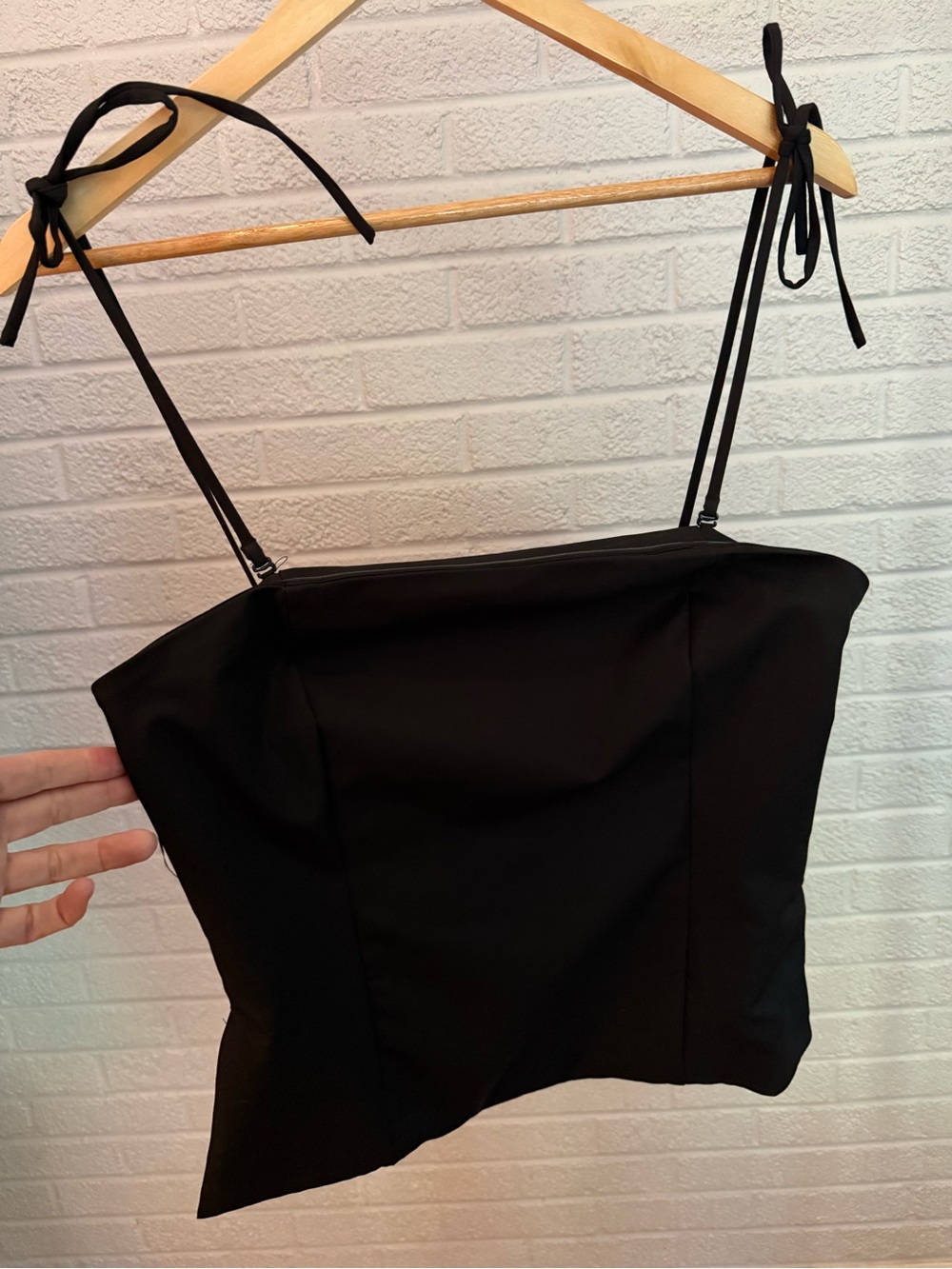Black Tie-Shoulder Top